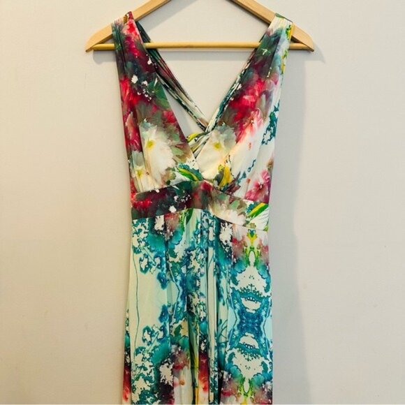 Vintage Y2K Nicole Miller Babydoll Watercolor Maxi Dress Size 2 Made in USA - Picture 3 of 10